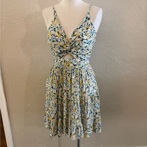 Angie Floral Twist Front Spaghetti Strap Sun Dress Sz Large